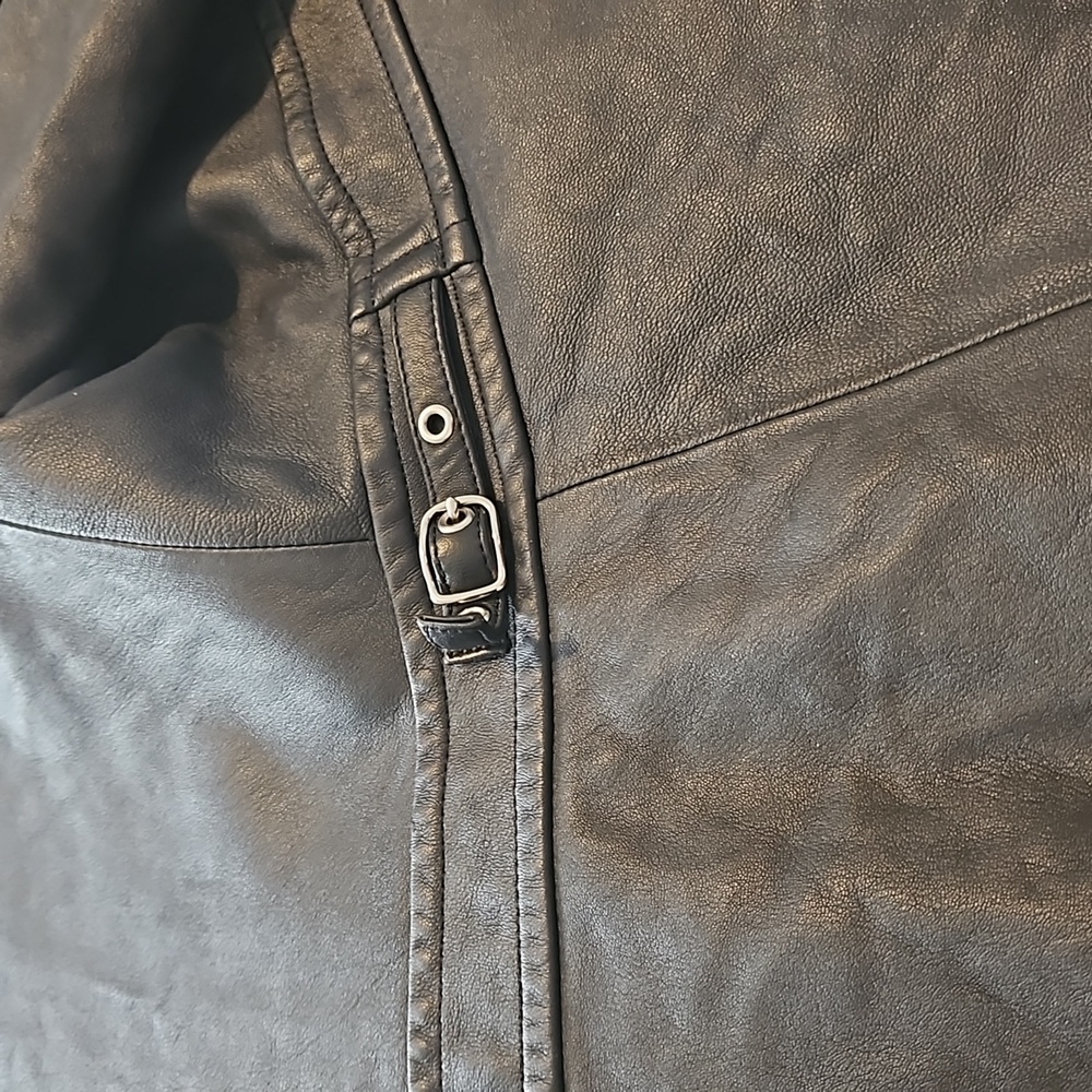 Coach black leather zipper front jacket - Picture 8 of 8